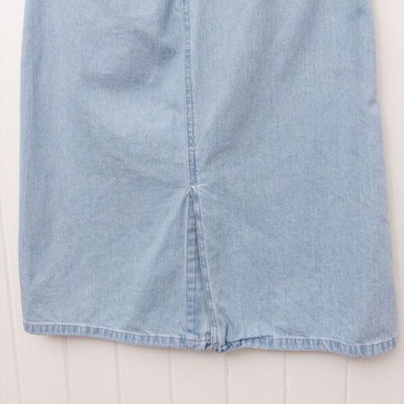 Madewell Denim Tab-Waist A-Line Midi Skirt in Lynnhaven Wash Size 24 - Picture 10 of 10